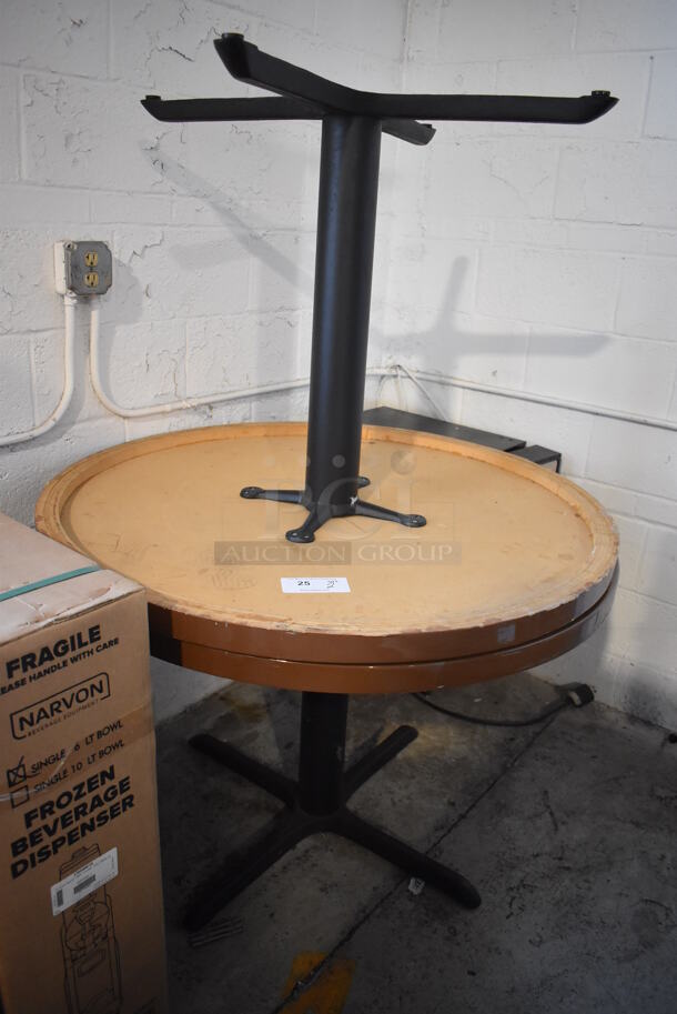 2 Round Wooden Tables on Black Metal Table Bases. 42x42x29. 2 Times Your Bid! - Image 2 of 4