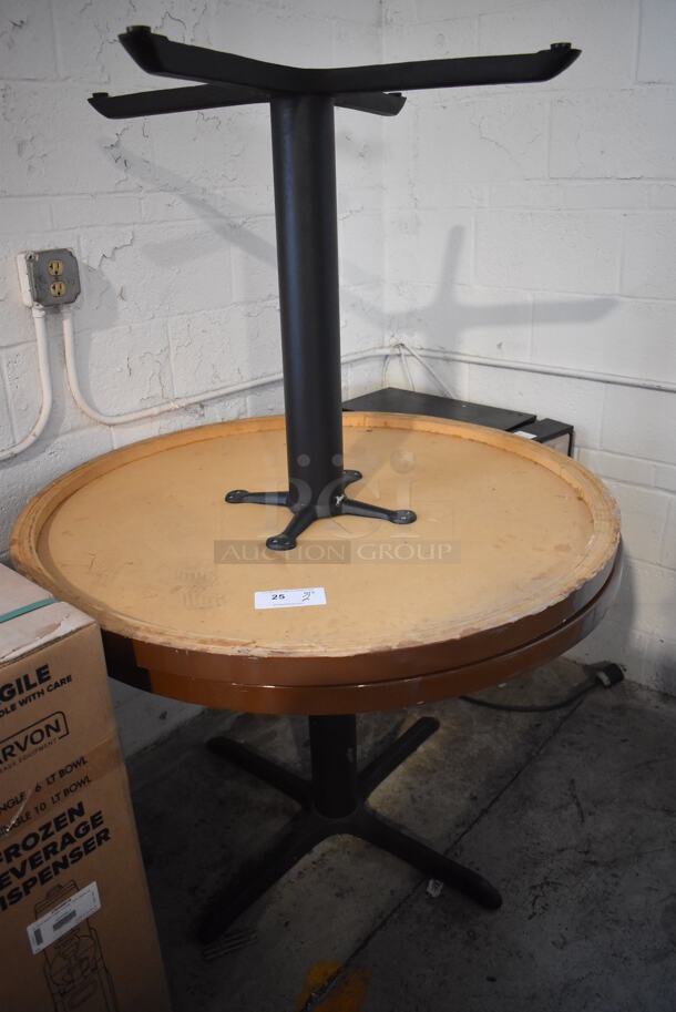 2 Round Wooden Tables on Black Metal Table Bases. 42x42x29. 2 Times Your Bid! - Image 3 of 4
