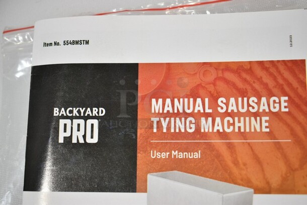 BRAND NEW SCRATCH AND DENT! Backyard Pro 554BMSTM Stainless Steel Commercial Countertop 18 1/2" x 11 3/8" x 13 3/8" Manual Sausage Tying Machine.  - Image 7 of 7