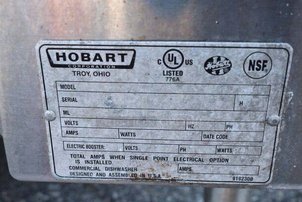 Hobart Stainless Steel Commercial Straight Pass Through Dishwasher w/ Right Side Clean Side Dishwasher Table. 208-240 Volts, 3 Phase.  - Image 9 of 9