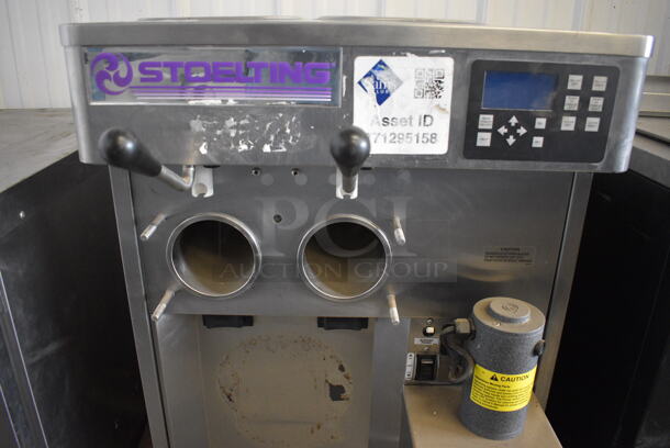 2014 Stoelting Model SF121-38I2 Stainless Steel Commercial Countertop Air Cooled 2 Flavor w/ Twist Soft Serve Ice Cream Machine on Metal Dolly. 208-230 Volts, 1 Phase. 22x33x32, 30x23x6 - Image 2 of 6