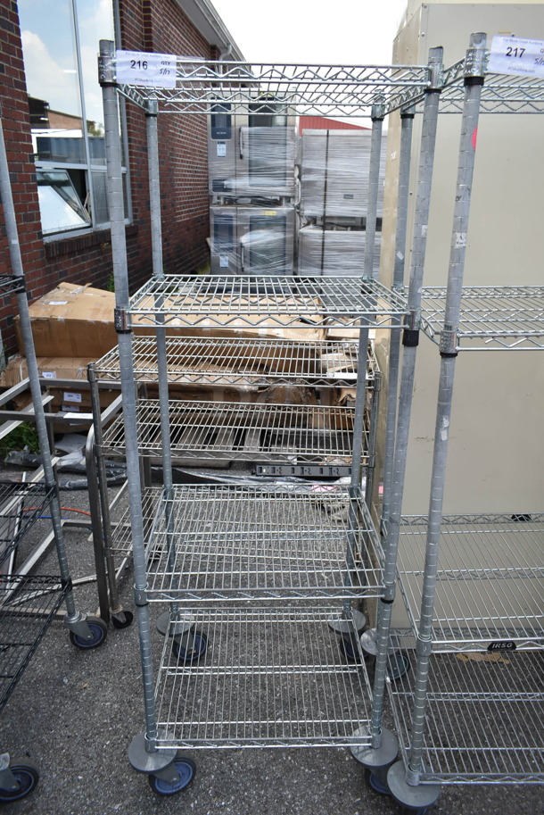 Chrome Finish 4 Tier Wire Shelving Unit on Commercial Casters. BUYER MUST DISMANTLE. PCI CANNOT DISMANTLE FOR SHIPPING. PLEASE CONSIDER FREIGHT CHARGES. - Image 1 of 3