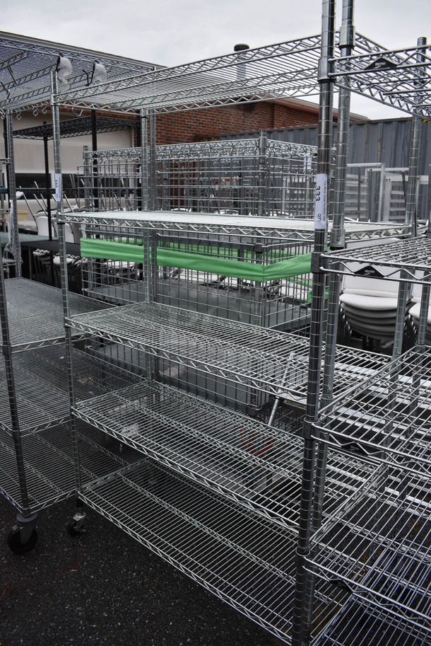 Metro Chrome Finish 5 Tier Shelving Unit on Commercial Casters. BUYER MUST DISMANTLE. PCI CANNOT DISMANTLE FOR SHIPPING. PLEASE CONSIDER FREIGHT CHARGES. 48x18x76