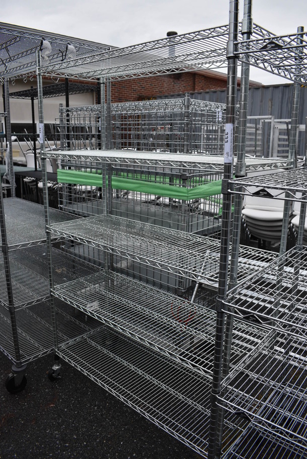 Metro Chrome Finish 5 Tier Shelving Unit on Commercial Casters. BUYER MUST DISMANTLE. PCI CANNOT DISMANTLE FOR SHIPPING. PLEASE CONSIDER FREIGHT CHARGES. 48x18x76 - Image 1 of 5