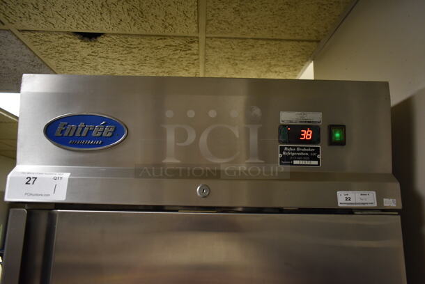 Entree CR1 Stainless Steel Commercial Single Door Reach In Cooler w/ Poly Coated Racks on Commercial Casters. 115 Volts, 1 Phase. Tested and Working! (ice room) - Image 3 of 7