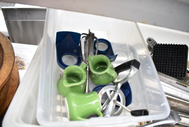 ALL ONE MONEY! Lot of Various Items Including Metal Stock Pot, Skillets, Vegetable Dicer w/o Pusher, Metal Piece and Utensils - Image 8 of 9