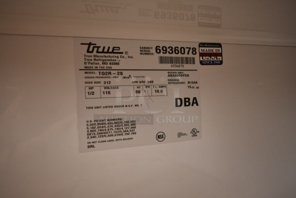 2010 True TG2R-2S ENERGY STAR Stainless Steel Commercial 2 Door Reach In Cooler w/ Poly Coated Racks. 115 Volts, 1 Phase. Tested and Working! - Image 5 of 9