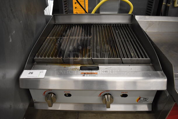 CPG Model 351CRCPG24NL Stainless Steel Commercial Countertop Natural Gas Powered Charbroiler Grill. 80,000 BTU. 24x27x16.5