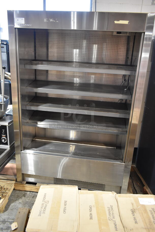 BRAND NEW SCRATCH AND DENT! Criocabin ETHOB Stainless Steel Commercial Open Grab N Go Merchandiser w/ Metal Shelves. 110 Volts, 1 Phase. Tested and Working!