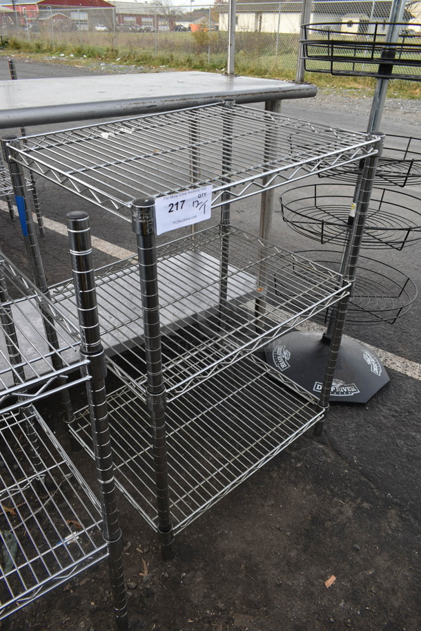 Chrome Finish 3 Tier Wire Shelving Unit. BUYER MUST DISMANTLE. PCI CANNOT DISMANTLE FOR SHIPPING. PLEASE CONSIDER FREIGHT CHARGES. - Image 2 of 2