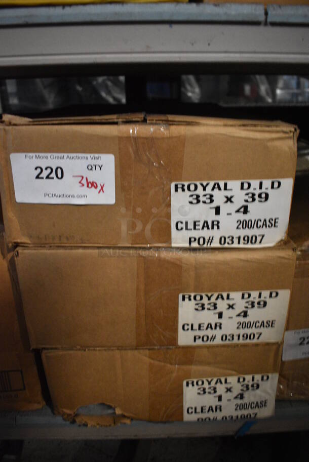 3 Boxes of Royal DID 33x39 Clear Plastic Bags. 3 Times Your Bid!