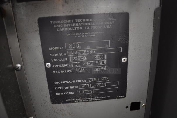 2013 Turbochef NGO Metal Commercial Countertop Electric Powered Rapid Cook Oven. 208/240 Volts, 1 Phase. 16x29x25 - Image 6 of 6