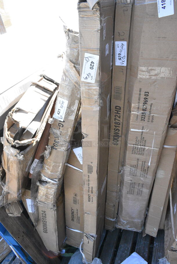 2 BRAND NEW SCRATCH AND DENT! Items Including 600T3060G Regency 30" x 60" 18-Gauge 304 Stainless Steel Commercial Work Table with Galvanized Legs and Undershelf, 460SW2436 Regency Spec Line 24" x 36" NSF Stainless Steel Wire Shelf. 2 Times Your Bid! May Be Missing Pieces. - Image 2 of 4