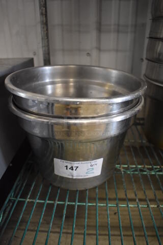 2 Stainless Steel Cylindrical Drop In Bins. 12x12x8. 2 Times Your Bid!