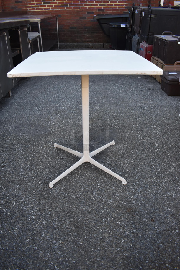 4 White Dining Height Tables on White Table Base. Stock Picture - Cosmetic Condition May Vary. 27.5x27.5x29. 4 Times Your Bid! - Image 2 of 8
