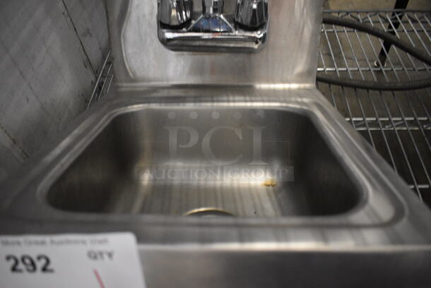 Stainless Steel Commercial Single Bay Wall Mount Sink w/ Faucet and Handles. 12x16x16 - Image 4 of 5