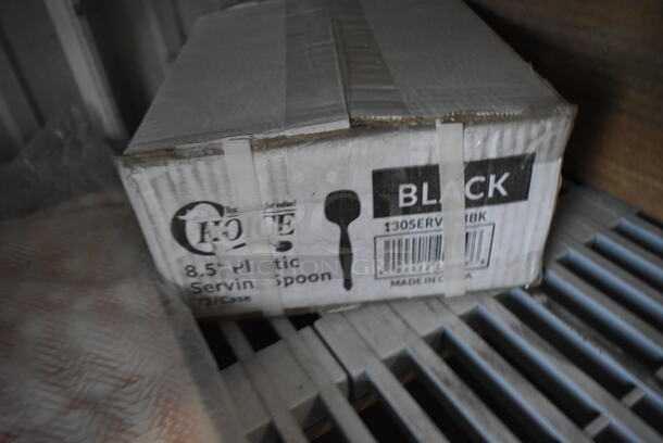 ALL ONE MONEY! Tier Lot of Various Items Including Vollrath 6414215 Jacob's Pride 14" Heavy-Duty Perforated Basting Spoon with White Ergo Grip Handle, Metal Knob, FBD Slushie Machine Panel, Regency 460EGP34 34" NSF Green Epoxy Post, Pot Rack Hooks, Choice 8 1/2" Black Disposable Plastic Serving Spoon - 72/Case, 5014046XXH Lavex Pro 45 Gallon 3 Mil 40" x 46" Low Density Heavy-Duty Industrial Contractor Black Trash Bag / Can Liner - 50/Case. - Image 12 of 12