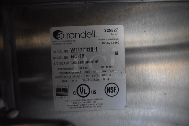 2015 Randell BC-18 Stainless Steel Commercial Floor Style Blast Chiller. 115/230 Volts, 1 Phase. 40x36x70 - Image 6 of 6