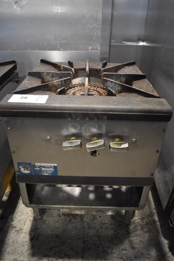 Sang Kung SKCO-1 Stainless Steel Commercial Countertop Natural Gas Powered Single Burner Stock Pot Range. 18x22x23 - Image 1 of 6