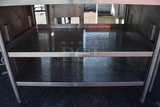 Stainless Steel Commercial Table w/ Under Shelves, Back and Side Splash Guards. 48x32x38 - Image 4 of 4