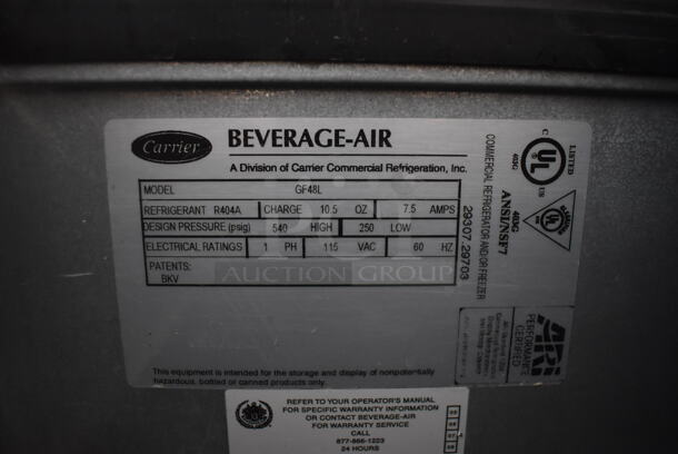 Beverage Air GF48L Stainless Steel Commercial Bottled Back Bar Cooler w/ 2 Sliding Lids. 115 Volts, 1 Phase. Tested and Working!
 - Image 5 of 6