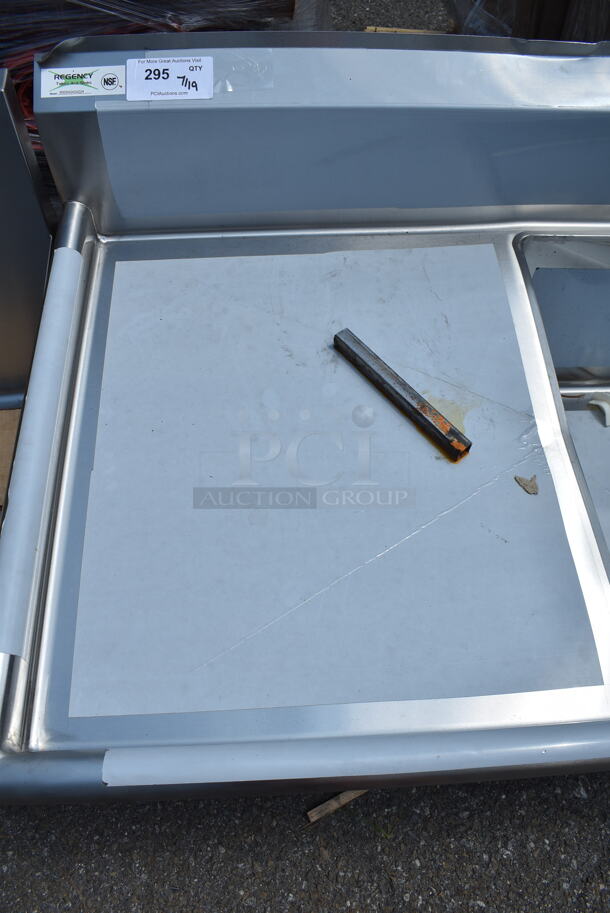 BRAND NEW SCRATCH AND DENT! Regency 600S42424224 Stainless Steel 4 Bay Sink w/ Dual Drain Board. No Legs. Bays 24x24x13.5. Drain Boards 22x26 - Image 7 of 8