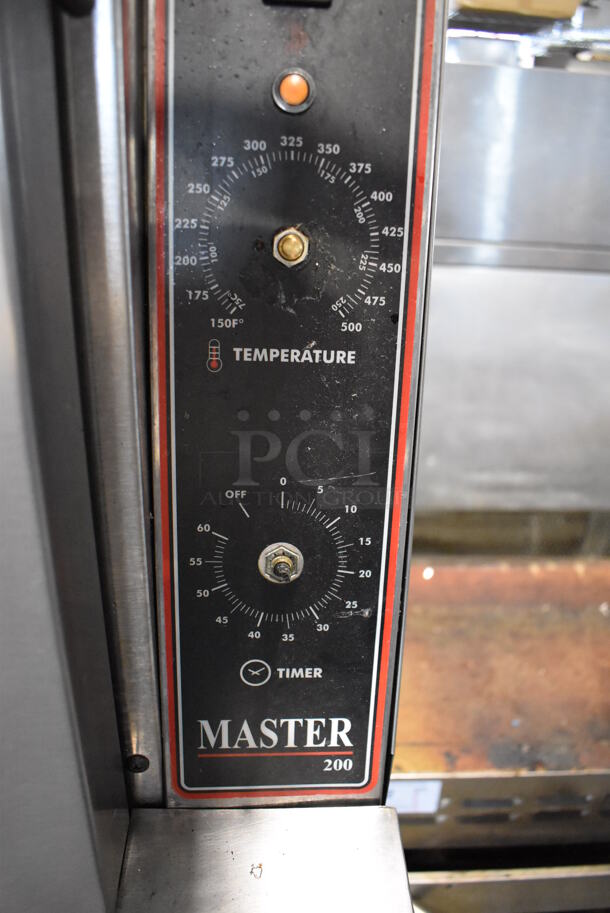 LATE MODEL! Garland Master 200 Stainless Steel Commercial Natural Gas Powered Full Size Convection Oven w/ View Through Doors, Gas Hose and Thermostatic Controls on Metal Legs. 38x44x59.5 - Image 4 of 8
