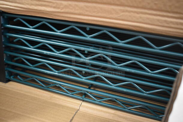 ALL ONE MONEY! Lot of 8 BRAND NEW IN BOX! Focus Green Finish Wire Shelves. 36x18x1.5 - Image 2 of 3