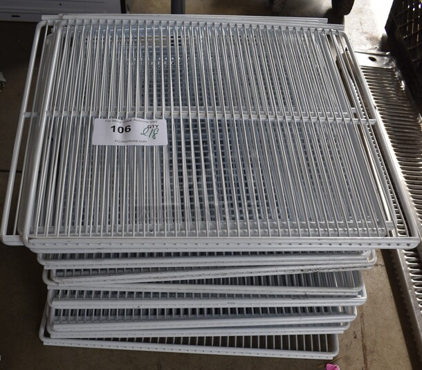 ALL ONE MONEY! Lot of 18 White Poly Coated Racks. 19.5x19x1