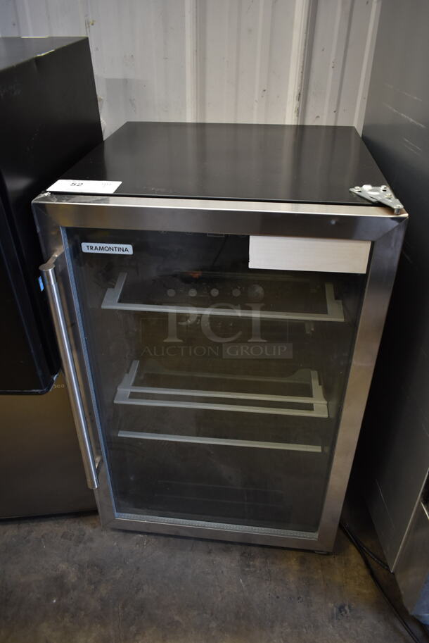 Tramontina 80901/102 Metal Commercial Single Door Mini Wine and Beverage Cooler Merchandiser. 115 Volts, 1 Phase. Tested and Powers On But Does Not Get Cold