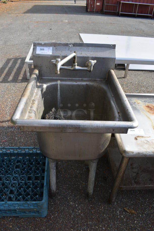Stainless Steel Commercial Single Bay Sink w/ Faucet and Handles. 22x26x40 - Image 1 of 3