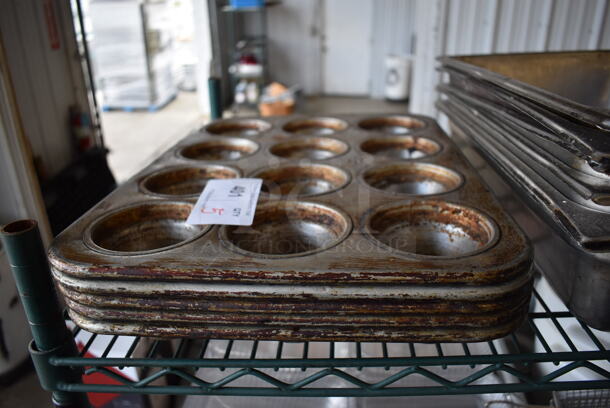 5 Metal 12 Cup Muffin Baking Pans. 13x18x2. 5 Times Your Bid!