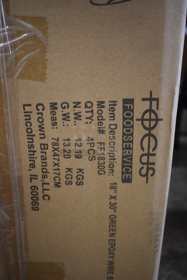 ALL ONE MONEY! Lot of 4 BRAND NEW IN BOX! Focus Green Finish Wire Shelves. 30x18x1.5 - Image 4 of 4