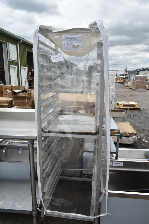 Metal Commercial Pan Transport Rack on Commercial Casters w/ Clear Cover.  - Image 3 of 4
