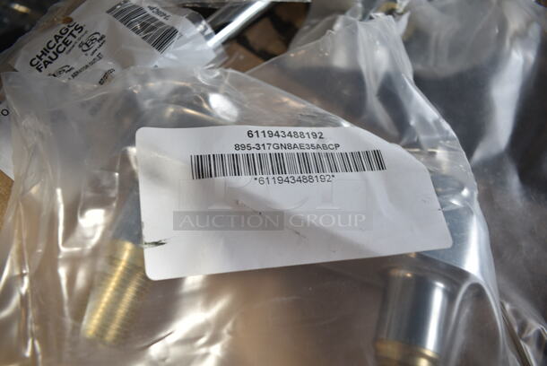 BRAND NEW SCRATCH AND DENT! Chicago 611943488192 895-317GN8AE35ABCP Deck-Mounted Faucet with 4" Centers and 8" Rigid / Swing Gooseneck Spout - Image 7 of 7