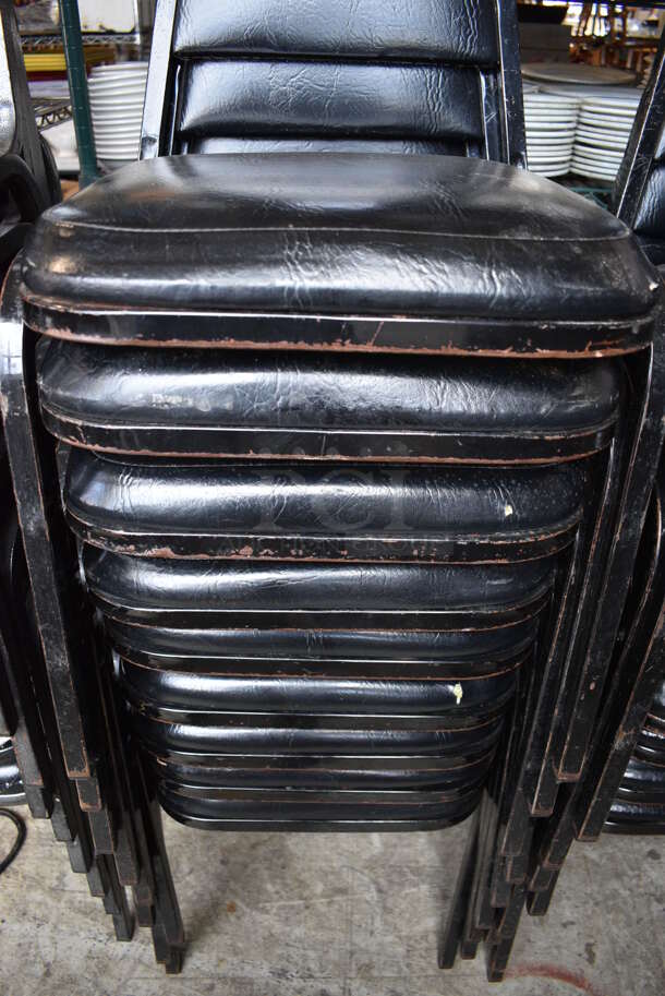9 Black Metal Stackable Banquet Chairs w/ Black Cushions. 18x20x34. 9 Times Your Bid! - Image 4 of 4