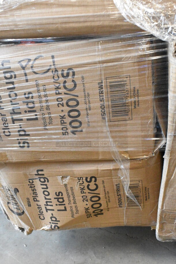 30 BRAND NEW! Boxes Including 433BR538C Choice 5 1/2" x 3 1/4" x 8 3/8" Natural Kraft Paper Customizable Shopping Bag with Handles - 250/Case, 24518PIZCIR 18" White Corrugated Pizza Circle - 125/Case, 55410X20ROLL Backyard Pro Courtyard Series Black 10' x 20' Canopy Roller Bag, 2 Box 394365XL Noble Products Powder-Free Disposable Clear Vinyl Gloves for Foodservice - Extra Large - 1000/Case, 2 Box 500LSTRWL Choice 9, 12, 16, 20, and 24 oz. Clear Strawless / Sip Lid - 1000/Case, 347TCL7 Choice 7-8 oz. Clear Disposable Plastic Tumbler - 500/Case, 1502502 5 3/4" x 3 1/2" x 1 3/8" Glued End White Paper Hot Dog Tray - 2000/Case, 795KFT44RNPE Choice 44 oz. Round Kraft PE-Lined Microwavable Take-Out Container 7 5/16" x 2 5/8" - 300/Case, 394385M Noble Products White Powder-Free Disposable Latex Gloves for Foodservice - Medium - 1000/Case, 500TO993C3 Choice 9" x 9" x 3" Microwaveable 3-Compartment Black / Clear Plastic Hinged Container - 100/Case, 4 Box 500CFT Lavex C Fold Towels, 176RNDCL22 Choice 22 Qt. Clear Round Polycarbonate Food Storage Container, 48AARRWOK American Range ARR-WOK Cast Iron Wok Adapator. 30 Times Your Bid!   - Image 7 of 12