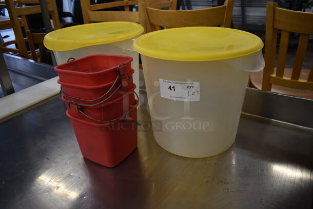 ALL ONE MONEY! Lot of Poly Containers and Red Poly Buckets - Image 2 of 4