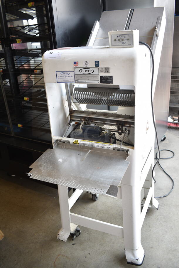 Oliver 797-32NC Metal Commercial Floor Style Bread Loaf Slicer on Commercial Casters. 115 Volts, 1 Phase. Tested and Working! - Image 2 of 8