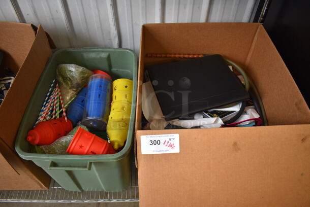 ALL ONE MONEY! Lot of 2 Boxes of Various Items Including Light Covers and Hose!