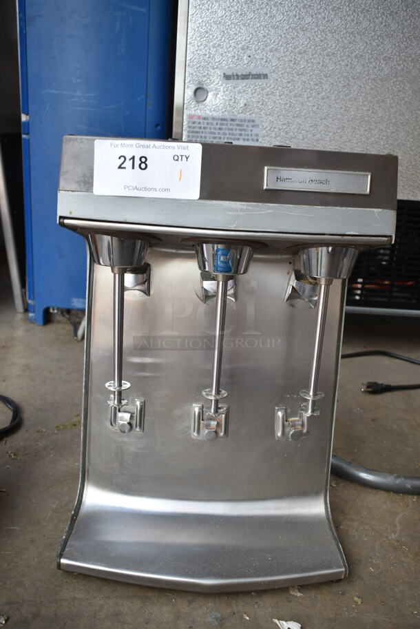 Hamilton Beach Stainless Steel Commercial Countertop 3 Head Drink Mixer w/ 2 Stainless Steel Mixing Cups. Tested and Working! - Image 2 of 6