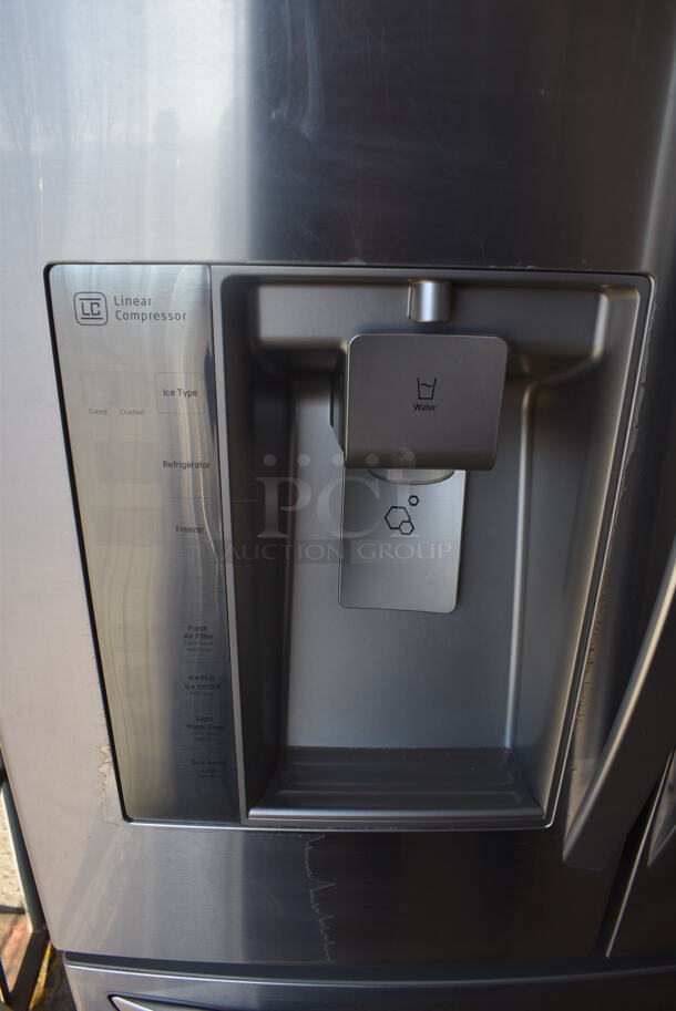 LG French Style Metal Cooler Freezer Combo Unit. 36x30x70. Tested and Powers On But Does Not Get Cold - Image 3 of 9