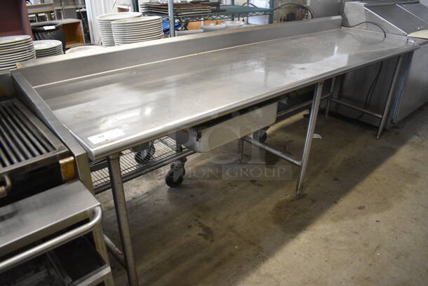 Stainless Steel Commercial Table w/ Back Splash and Drawer. 108x30x40