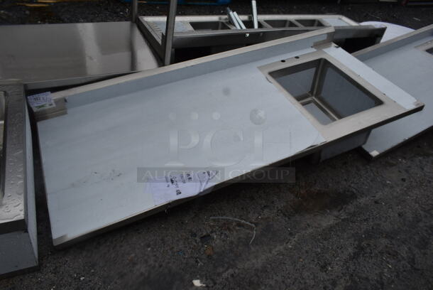 BRAND NEW SCRATCH AND DENT! Regency 600ST3072R 30" x 72" 16 Gauge Stainless Steel Work Table with Sink. No Under Shelf or Legs. - Image 2 of 5