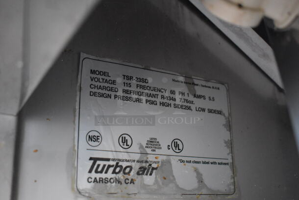 Turbo Air TSR-23SD Stainless Steel Commercial Single Door Reach In Cooler on Commercial Casters. 115 Volts, 1 Phase. 26x30x83. Tested and Powers On But Does Not Get Cold - Image 6 of 6