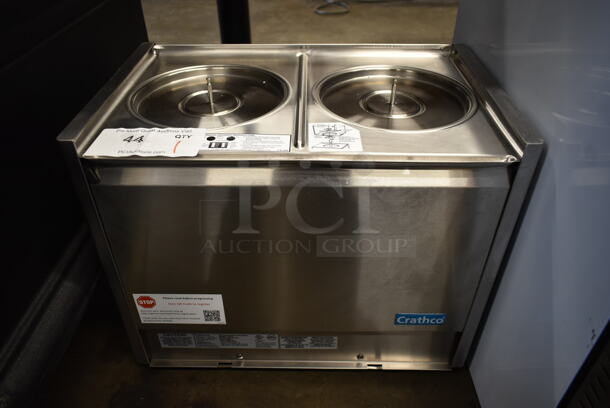 BRAND NEW SCRATCH AND DENT! Crathco D25-3 Stainless Steel Commercial Countertop Double Refrigerated Beverage Machine Base. 115 Volts, 1 Phase. Tested and Working!