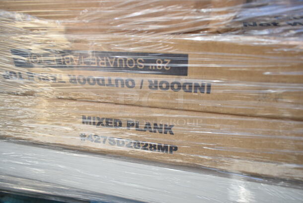 PALLET LOT of 22 BRAND NEW Boxes Including 496ALPF2X22PK American Louver Company 24" x 24" Plaster Frame ALPF2X2-2PK - 2/Pack, 427SD2828MP Lancaster Table & Seating Excalibur 27 1/2" x 27 1/2" Square Table Top with Textured Mixed Plank Finish, Vollrath 4932-13 Traex® Color-Mate™ 32 oz. Clear Single Tip Standard Squeeze Bottle,  600WS1830HD Regency 18" x 30" 16 Gauge Stainless Steel Heavy-Duty Solid Wall Shelf, 124ASEAG12 American Metalcraft ASEAG12 12" Round Gold Hammered Aluminum Seafood Tray, 4447572 Lavex 2.5 Gallon Plastic Dispensing Container. 22 Times Your Bid!  - Image 5 of 12