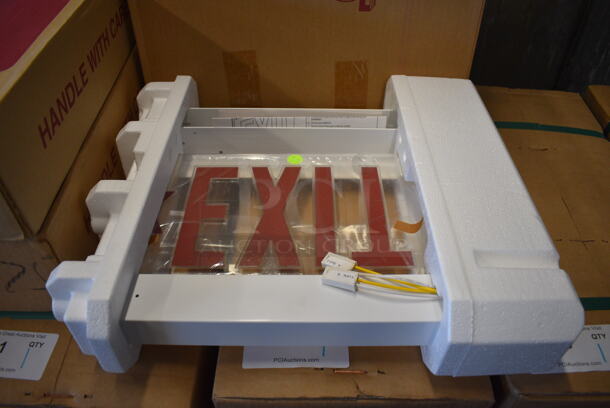 3 BRAND NEW IN BOX! Exit Signs; 2 F2RP W 1 RC LA 120/277 PNL and LRP 1 RW RA 120/277 PNL. 3 Times Your Bid!