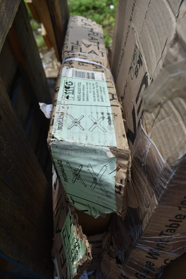 3 BRAND NEW SCRATCH AND DENT! Items; Cooking Performance Group 35117046014 Convection Oven Stacking Kit for for FEC-100 and FEC-200 Ovens, FLAT Tech KX22 22" x 22" Self-Stabilizing Black Table Base, Black Finish Wire Rack. 3 Times Your Bid! May Be Missing Pieces.  - Image 4 of 5