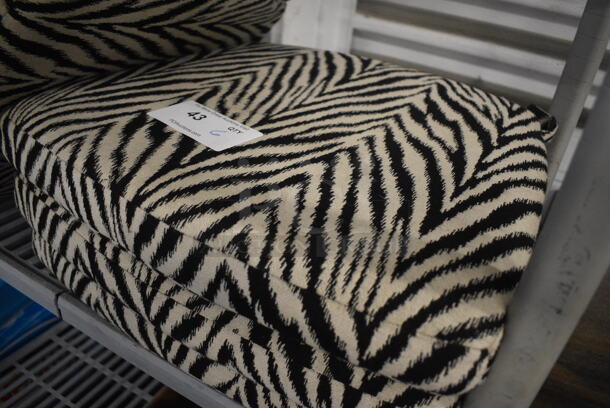 6 Black and White Zebra Striped Pattern Outdoor Seat Cushions. 19x18x2. 6 Times Your Bid! - Image 2 of 3